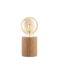 Wood table lamp brown, Yannic, with switch