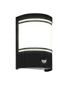 Black modern outdoor wall light with motion sensor steel, Elyana, IP44