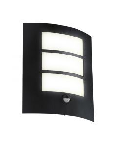 Black modern outdoor wall light with motion sensor steel, Elyana, IP44