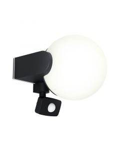 Black modern outdoor wall light with motion sensor aluminium, Lydia, IP44