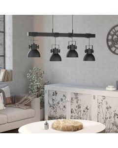 Black industrial pendant light aluminium, Liane