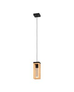 Wood pendant light brown, Jasmina, with switch