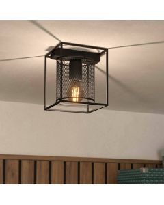 Black industrial ceiling light aluminium, Thiemo