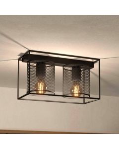 Black industrial ceiling light aluminium, Thiemo