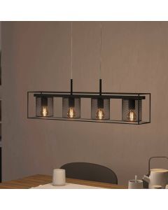 Black industrial pendant light aluminium, Thiemo