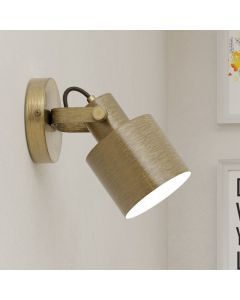 Golden industrial wall spotlight aluminium, Kwinten