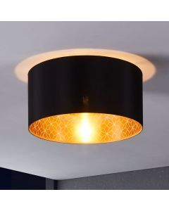 Black modern flush ceiling light fabric, Kelsey
