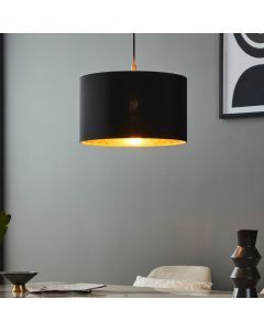 Black modern pendant light fabric, Kelsey