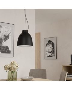 Black industrial pendant light aluminium, Thijs