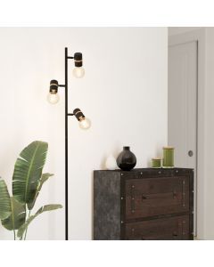 Black floor lamp aluminium, Jelger, with switch