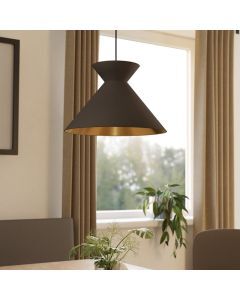 Black industrial pendant light fabric, Jasmine
