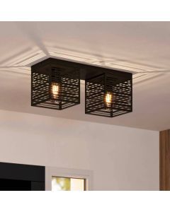 Black industrial ceiling light aluminium, Lennaert