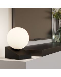 Black table lamp glass, Wesly, with switch