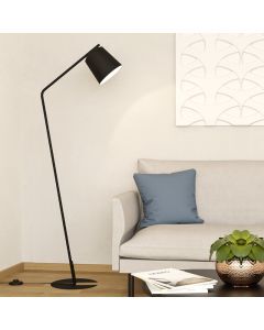 Black industrial floor lamp aluminium, Jasmyn, with switch