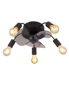 Black modern ceiling fan metal, Kiet, with remote control