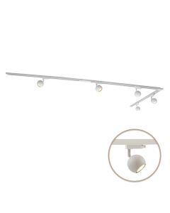 3M white 1 phase track lighting system with a corner + 5 Alco track spots