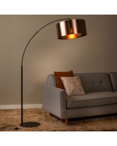 Rust Coloured arc floor lamp modern, Rankos, with switch