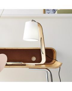 Wood table lamp white, Nordic, with switch