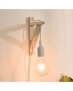 Wood wall light white, Fix, with switch
