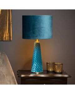 Blue table lamp retro, Extravaganza Velvet, with switch