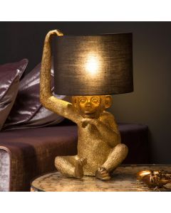 Golden table lamp retro, Extravaganza Chimp, with switch