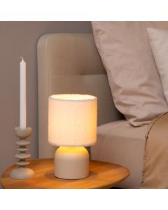 Beige table lamp vintage, Woolly, with switch