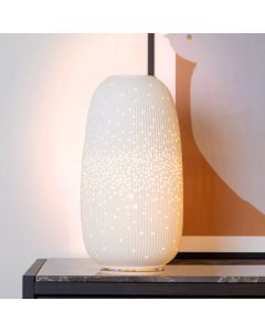 Ceramic table lamp white, Flores, with switch