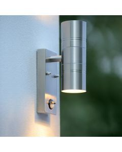 Chrome outdoor wall light with motion sensor modern, Arne, IP44
