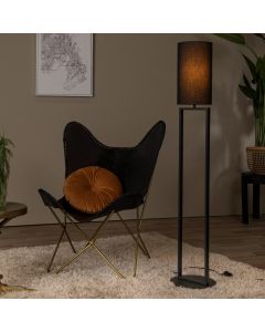 Black floor lamp rustic, Herman, with switch