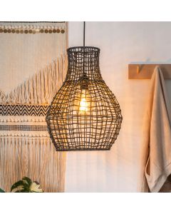 Black Pendant light Alban, Rattan, Country