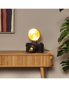 Black table lamp retro, Extravaganza Camera, with switch
