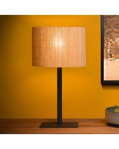 Rattan table lamp brown, Magius, with switch