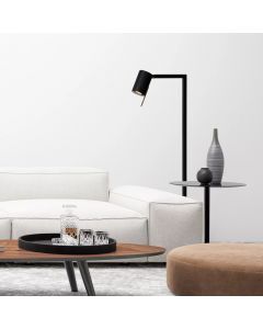 Black reading floor lamp modern, Lesley, with switch