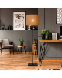 Rattan floor lamp brown, Magius, with switch