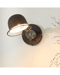 Rust Coloured wall light industrial, Honore, with switch