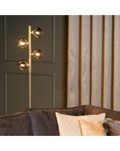Golden floor lamp retro, Tycho, with switch