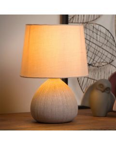 Ceramic table lamp beige, Ramzi, with switch