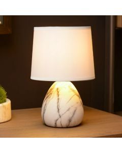 Ceramic table lamp white, Marmo, with switch