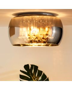 Chrome flush ceiling light modern, Pearl