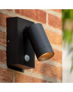 Black outdoor wall light with motion sensor modern, Taylor, IP54