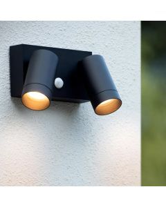 Black outdoor wall light with motion sensor modern, Taylor, IP54