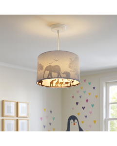 Fabric kids pendant light grey, Safari