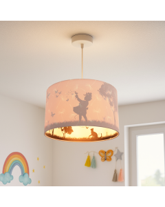 Fabric kids pendant light pink, Butterfly