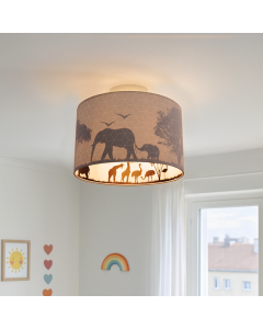 Fabric kid's ceiling light grey, Safari