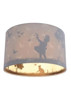Fabric kid's ceiling light grey, Butterfly