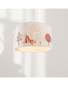 Fabric children's pendant light white, Forest life
