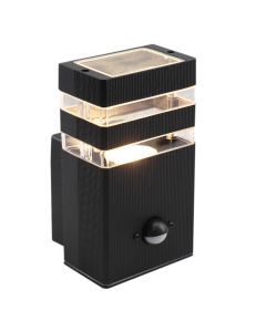 Aluminium outdoor wall light with motion sensor black, Albin, IP54