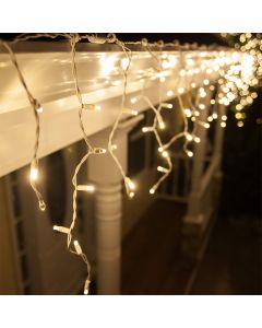 10M linkable icicle light, White cord, IP67, 50 cm high - Warm white