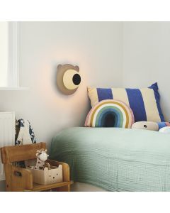 Brown children's wall light metal, Brunabear, with switch