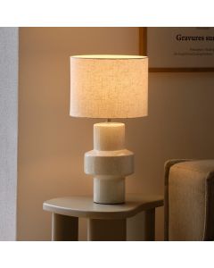 Ceramic table lamp beige, Dugan, with switch